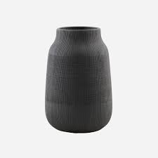 House Doctor - Vase, Groove, Sort - h: 22 cm, dia: 15 cm