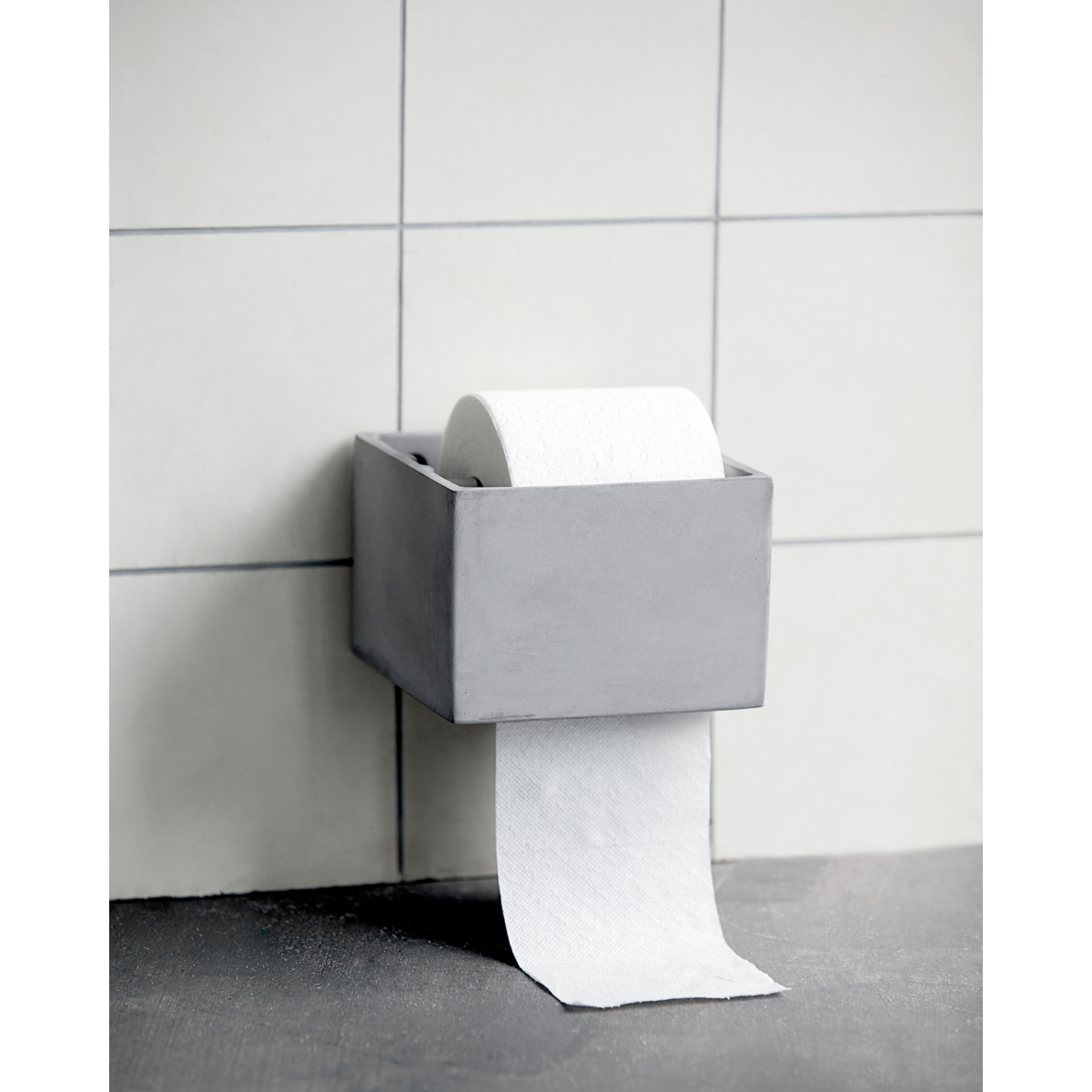 Toilet paper holder, HDCement, Grey