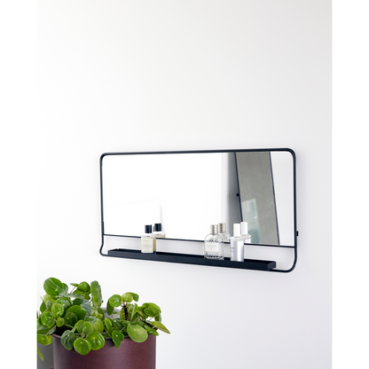 Mirror w. shelf, HDChic, Black