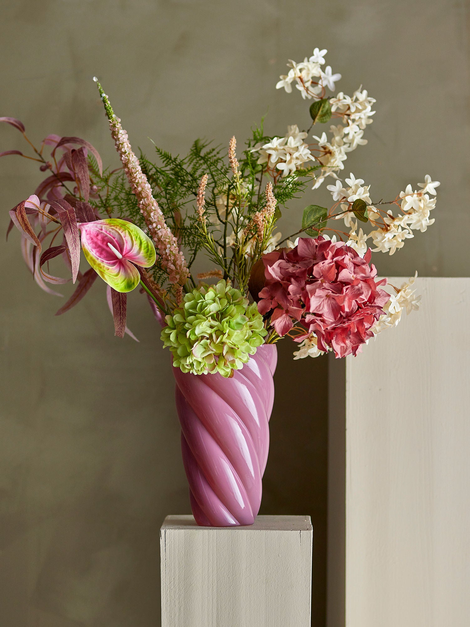 Bloomingville Callo Vase, Rosa, Glas