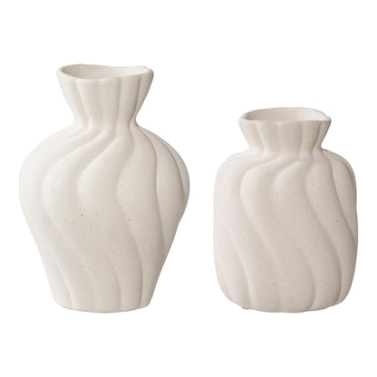 Vase - Vase, keramik, hvid, sæt af 2