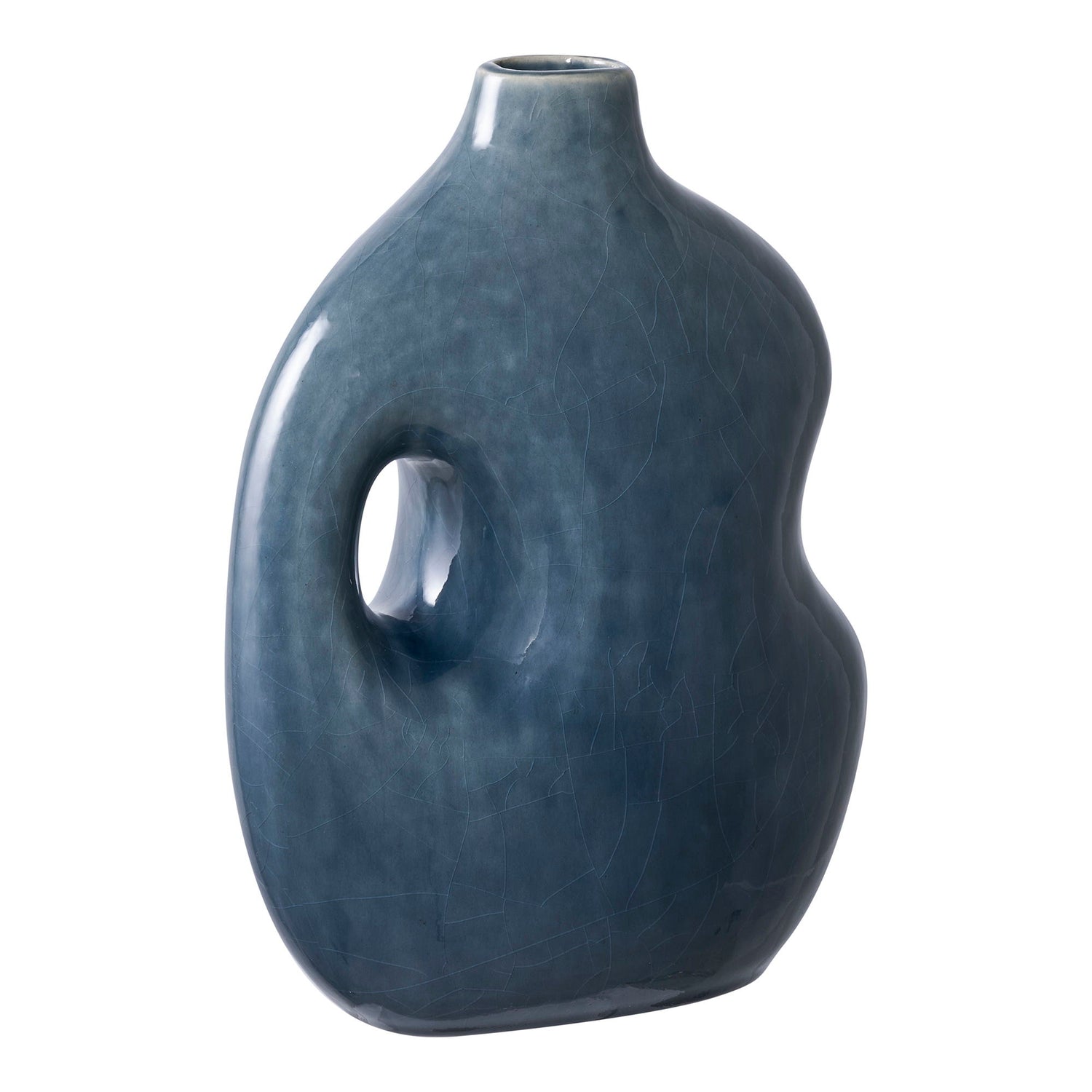 Vase - Vase, keramik, blå 18,5x9,5x24,5 cm