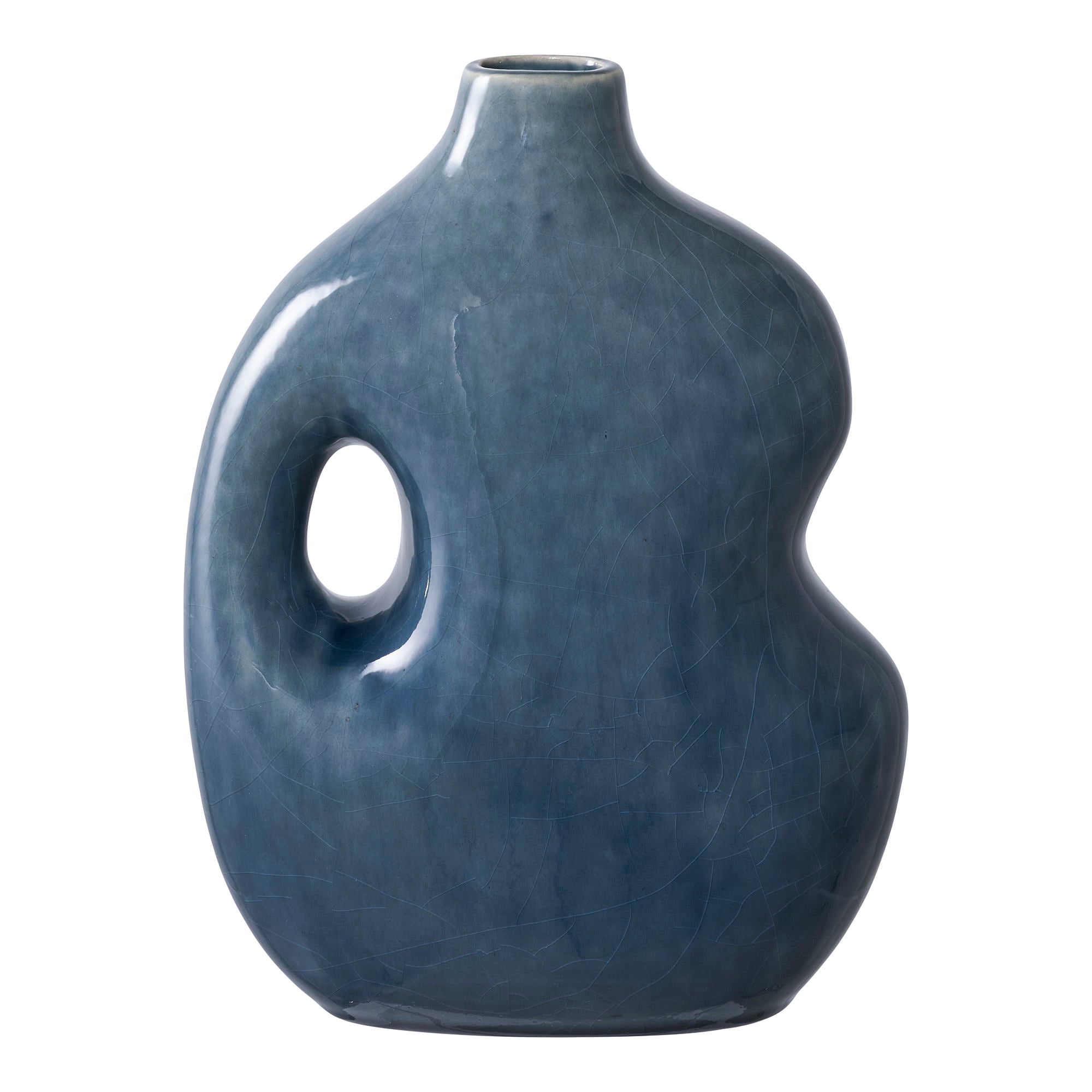 Vase - Vase, keramik, blå 18,5x9,5x24,5 cm