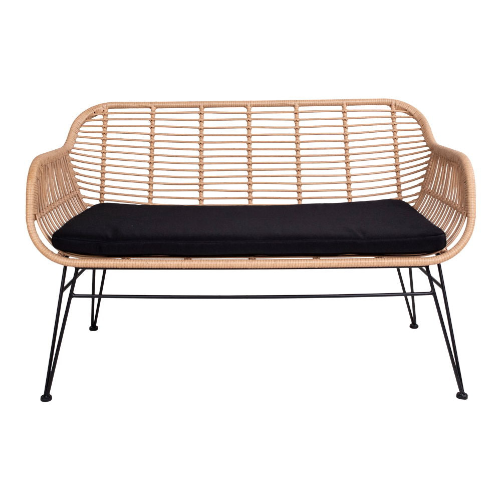 Trieste Sofa - Sofa i polyrattan med hynde, natur med sorte ben