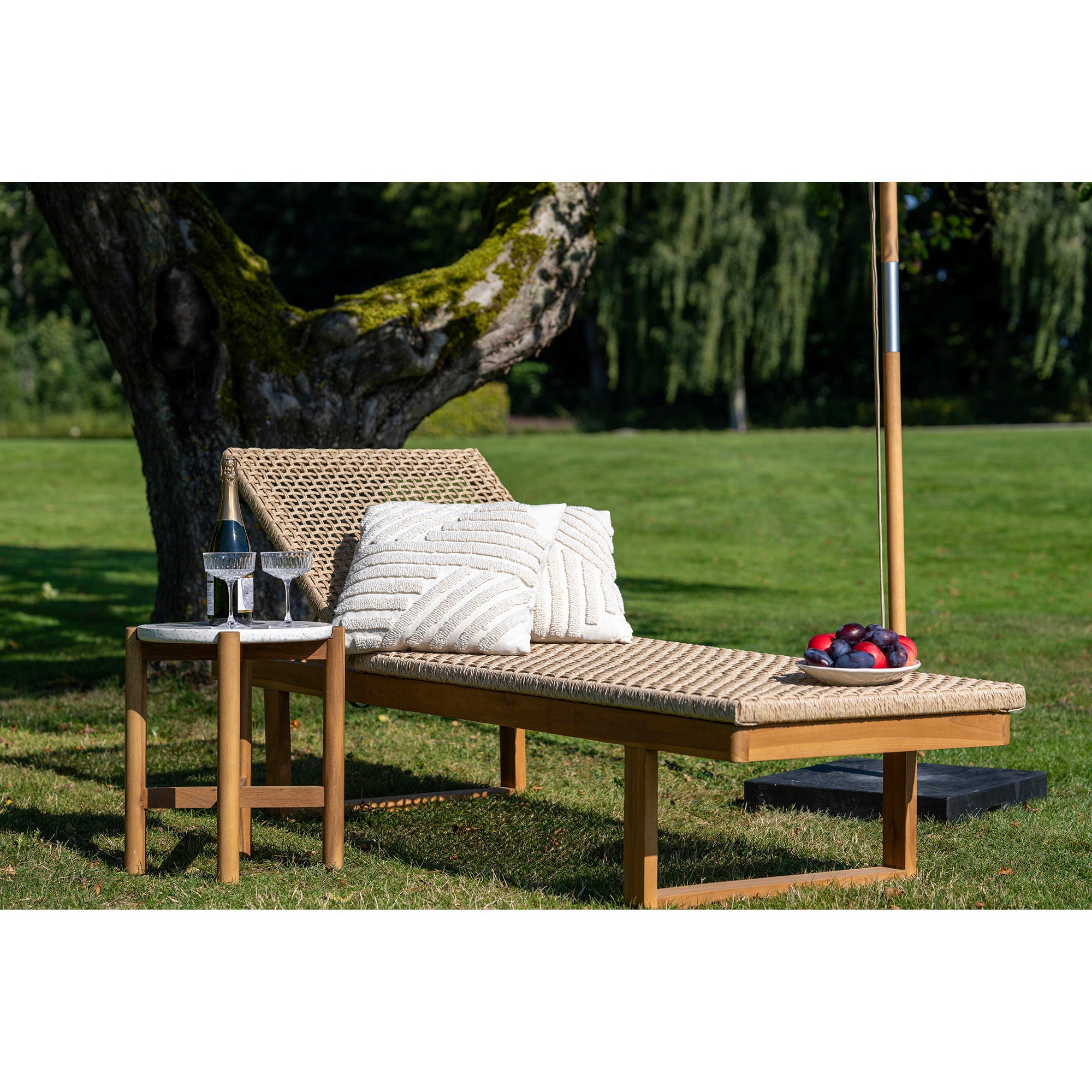 Solseng, teak/polyrattan, natur