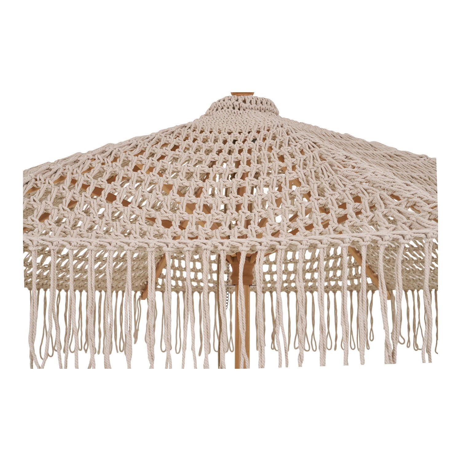 Parasol, bomuld, træstok, beige&lt;br&gt;ø250 cm