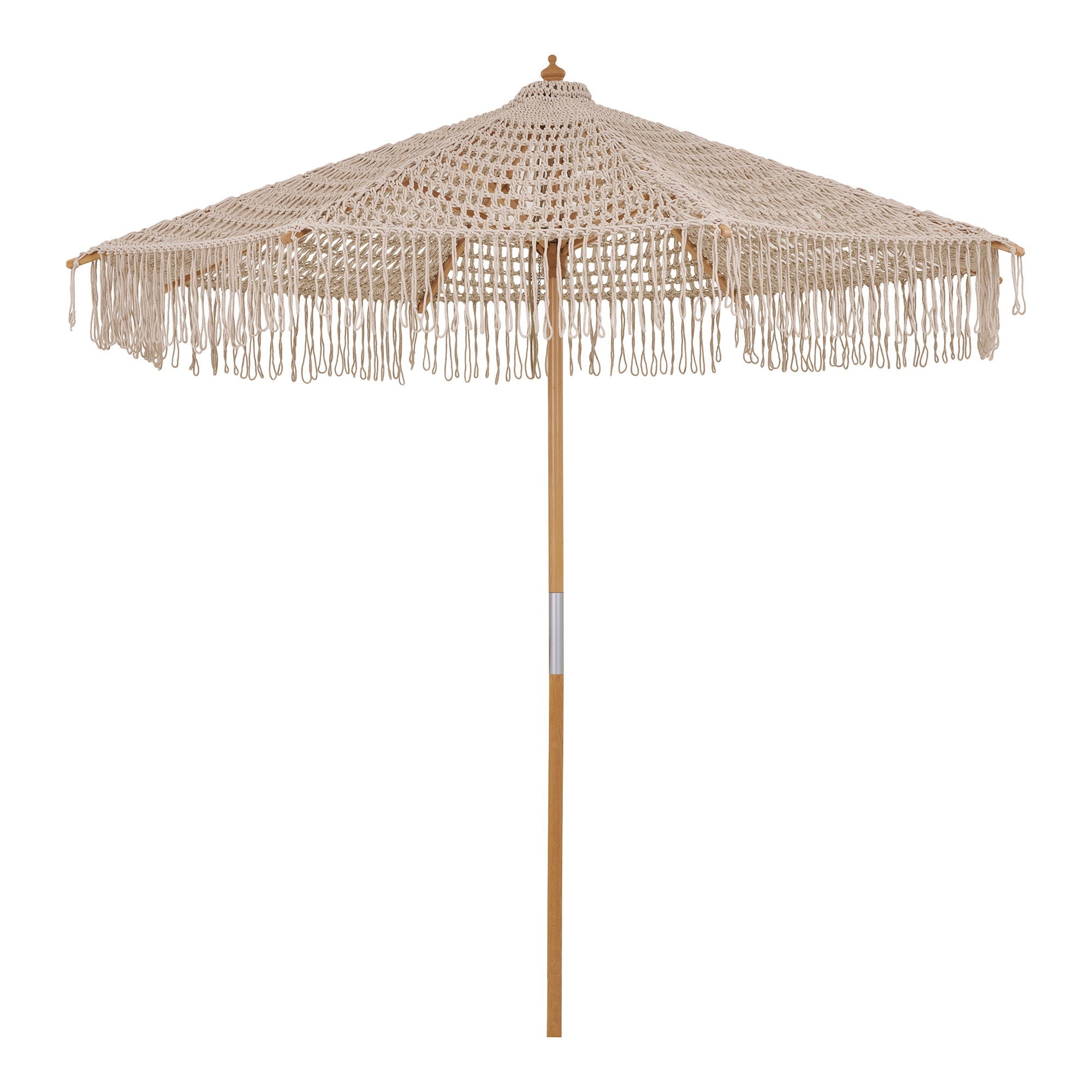 Parasol, bomuld, træstok, beige&lt;br&gt;ø250 cm