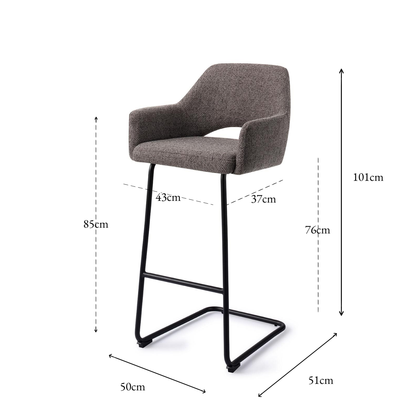 Yanai Bar Chair Amazing Grey