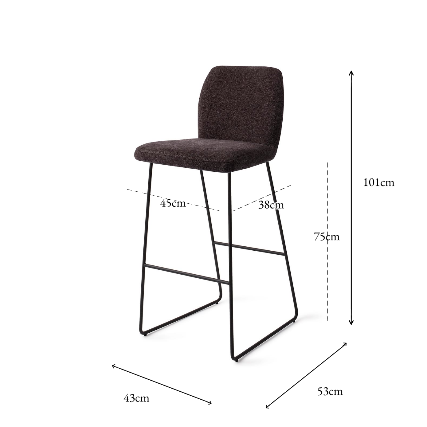 Ikata Bar Chair Almost Black