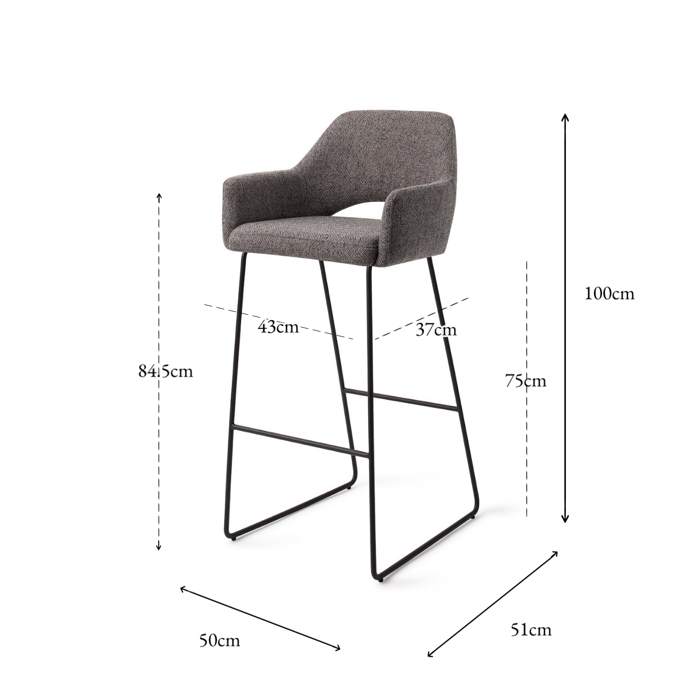 Yanai Bar Chair Amazing Grey