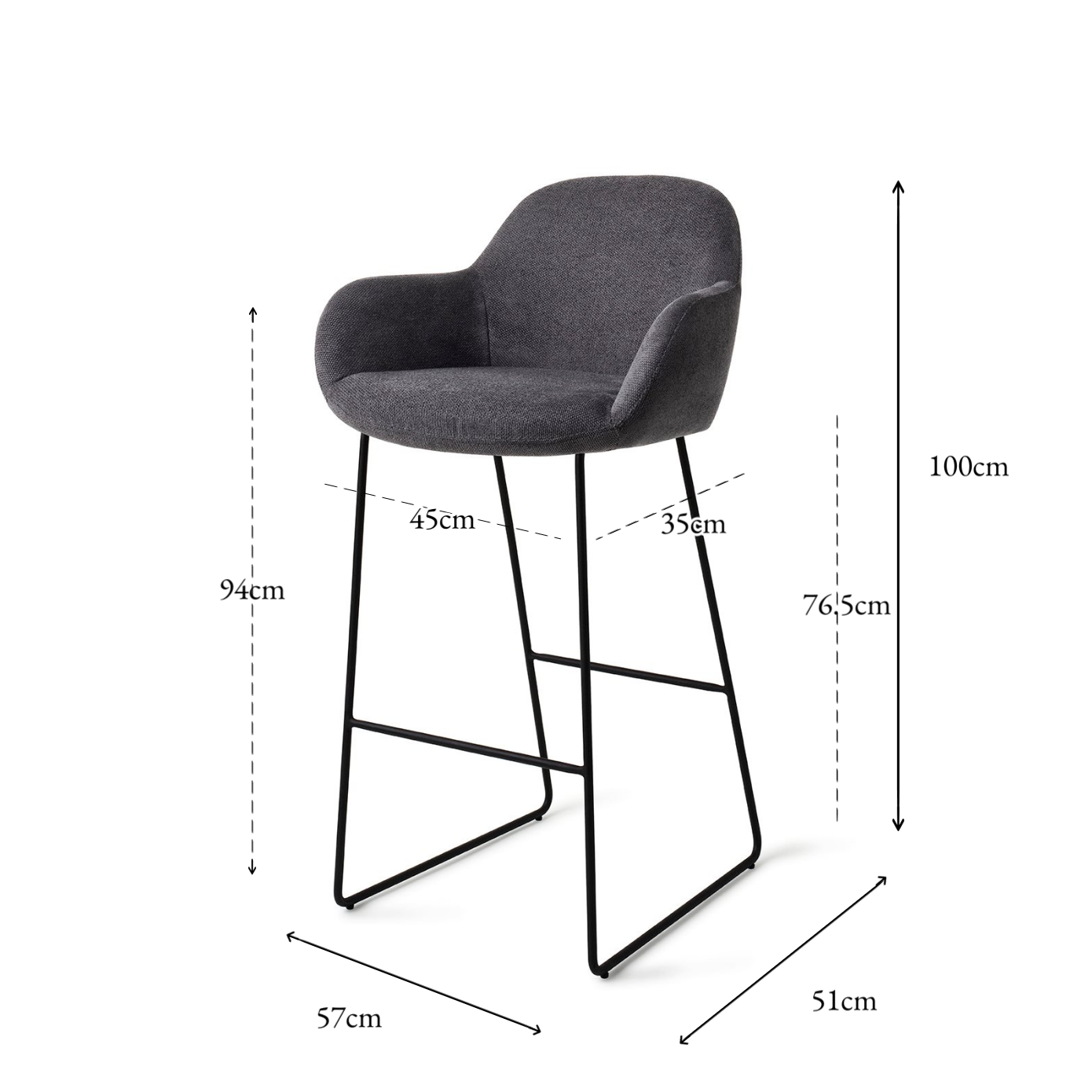 Kushi Bar Chair Black-Out