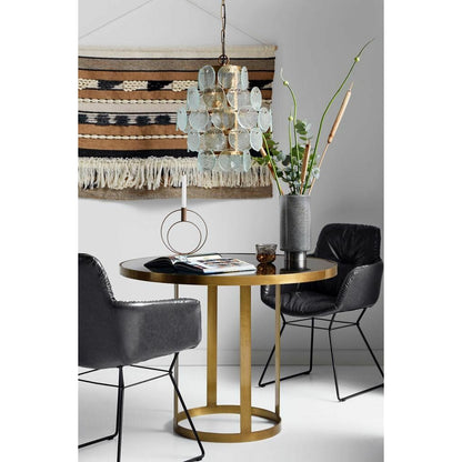 Nordal LUXURY rundt spisebord - ø100 cm - guld/sort glas