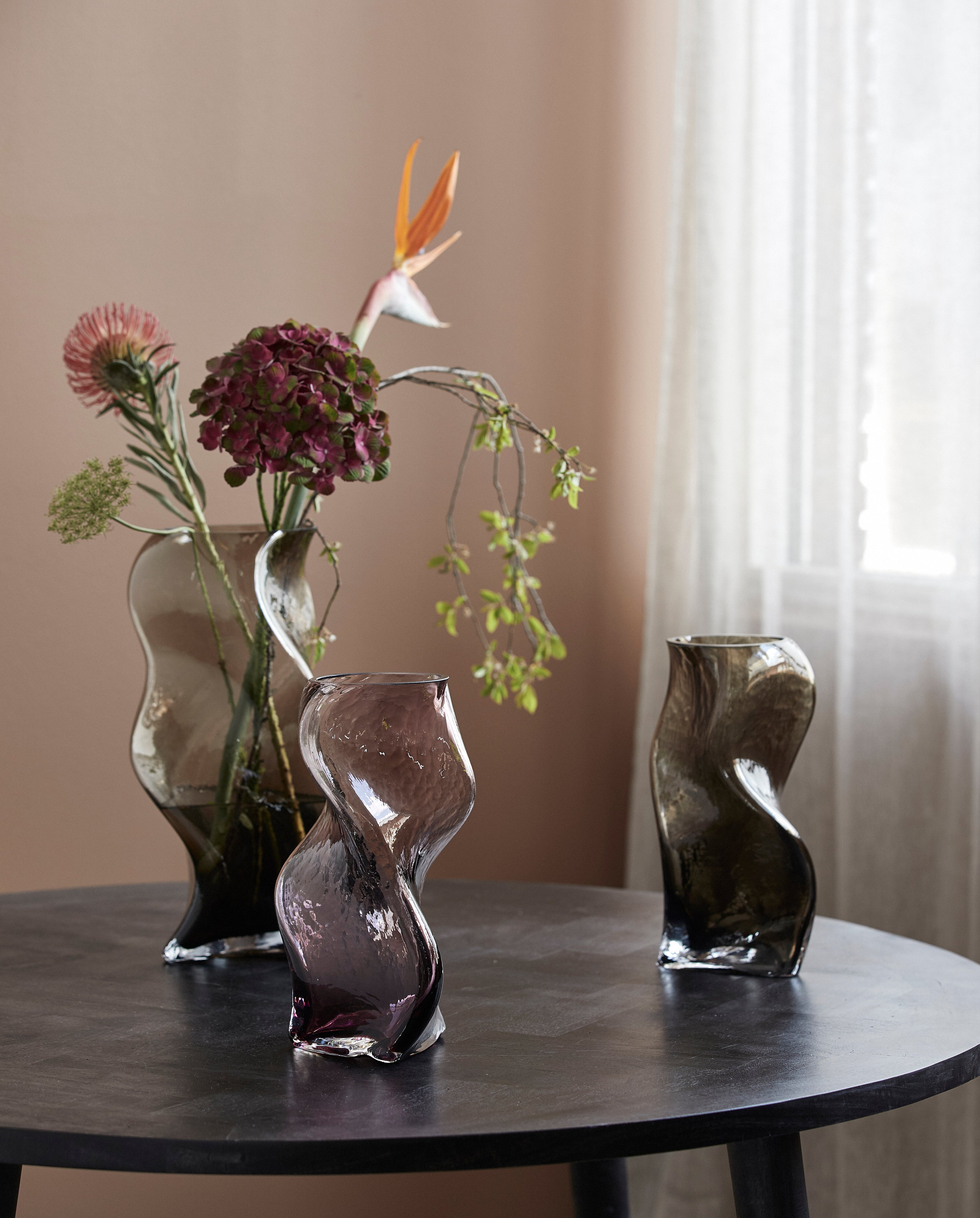 SABLE vase i glas h30 cm - lilla