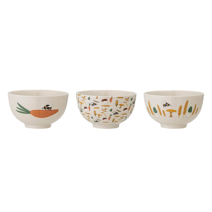 BLOOMINGVILLE MINI Harvest Skål, Natur, Stentøj - D11,5xH6,5 cm, Set of 3 - DesignGaragen.dk.